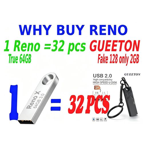 RENO Flash Disk 64 G High Speed Waterproof Metal USB 3.0 Flash Drive -silver