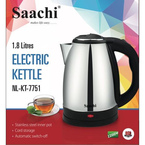 Saachi Original 2L Stainless Electric Kettle - Silver, Black(1 YR WRTY)