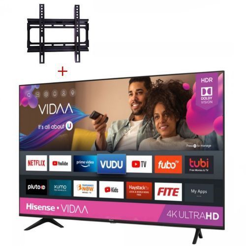 Hisense 50'' 4K Ultra HD Smart LED TV, One Touch Access Remote, YouTube, Netflix + Free Wall Mount Bracket - Black