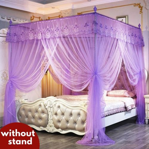 David Cozy Mosquito Net Without Stands & 3 Doors Design Bed Net Bluepack Purple