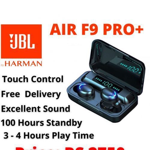 Jbl Air F9 Pro + Pure Bass Bluetooth Earbuds With Power Bank - Black
