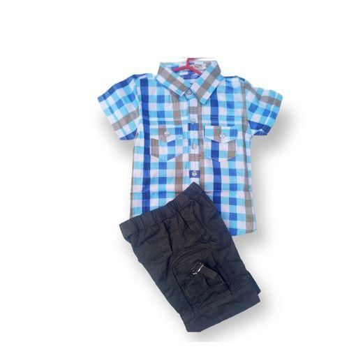 Baby Boy  Luxury Checkered Plain Shirt And Shorts