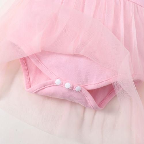 0-18months newborn baby girl princess dress summer romper headband-pink
