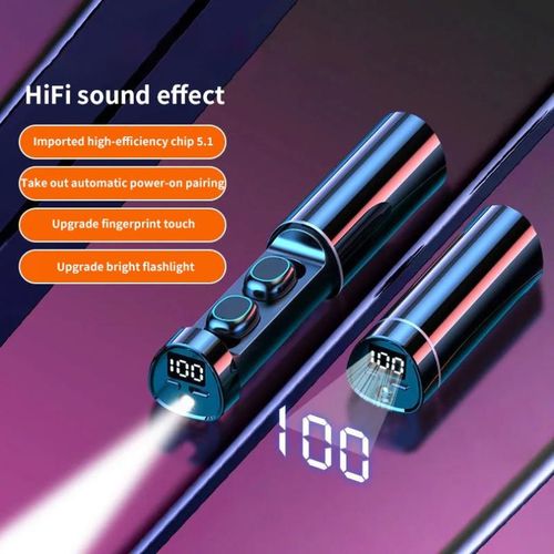 N21 Tws In Ear Headphones Blutooth Waterproof LED Flashlight Earphone Bluetooth Earphones Wireless Headphone Sale Hifi Sport