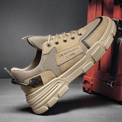 Men's Sneakers Canvas Shoes Low Top Outdoor Walking Shoes-Beige