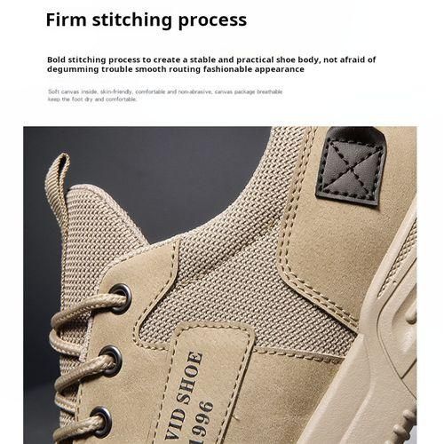 Men's Sneakers Canvas Shoes Low Top Outdoor Walking Shoes-Beige