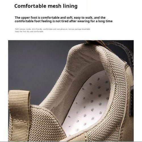 Men's Sneakers Canvas Shoes Low Top Outdoor Walking Shoes-Beige