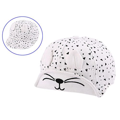 New Fashion Korean Kid Baseball Cap Cotton Cute Cat Hat Newborn Infant Caps Soft Brim Boy Girl Sun Hats For 5-24 Months Baby,White NO5115