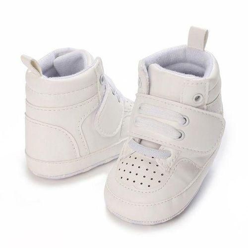 White Fashion Baby High Top Sports Shoes For Boys Soft Sole Comfortable Walking Shoes