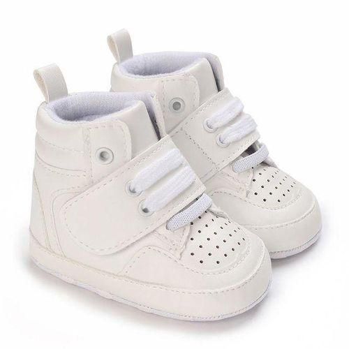 White Fashion Baby High Top Sports Shoes For Boys Soft Sole Comfortable Walking Shoes