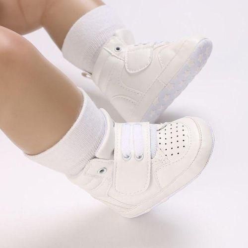 White Fashion Baby High Top Sports Shoes For Boys Soft Sole Comfortable Walking Shoes