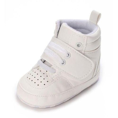 White Fashion Baby High Top Sports Shoes For Boys Soft Sole Comfortable Walking Shoes