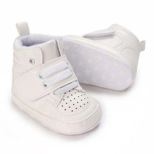 White Fashion Baby High Top Sports Shoes For Boys Soft Sole Comfortable Walking Shoes