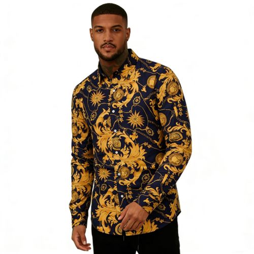 Men's printed long-sleeved shirt-totem