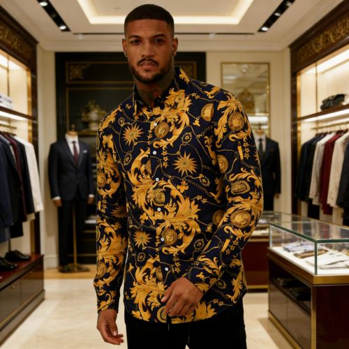 Men's printed long-sleeved shirt-totem