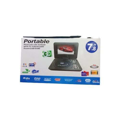 Multifuntional TV/FM/USB/ 7.8 In H TV Portable DVD Player Portable High Definition  D TV Player Multimedia Player-black