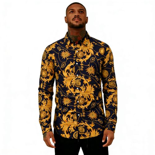 Men's printed long-sleeved shirt-totem