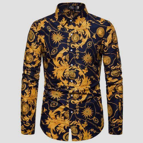 Men's printed long-sleeved shirt-totem