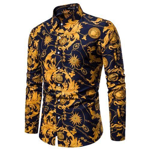 Men's printed long-sleeved shirt-totem