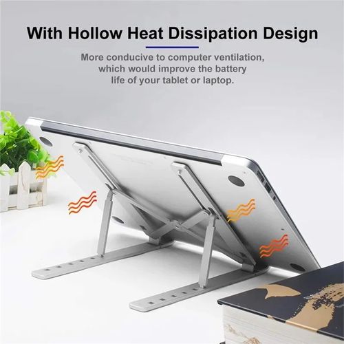 RichRipple Aluminum Portable Laptop Stand 6-hole Adjustable Height Foldable Laptop Stand-Silver