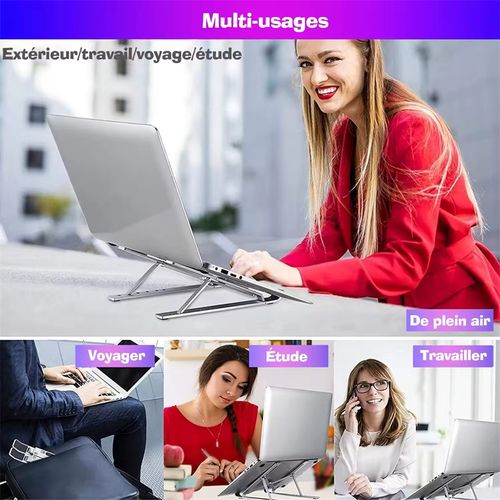 RichRipple Aluminum Portable Laptop Stand 6-hole Adjustable Height Foldable Laptop Stand-Silver