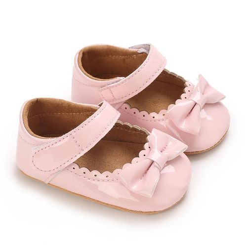 Spring And Autumn 0-1 Year Old Girl Baby Princess Shoes Pink Bow Soft Rubber Bottom Anti Slip And Wear Resistant Flat Bottom Single Shoes