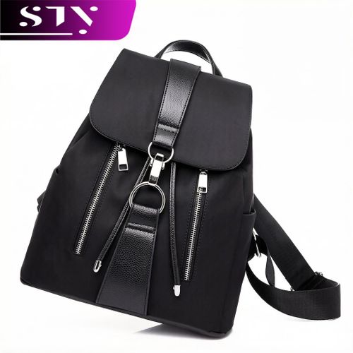 STY Ladies Backpack Bags Women Rucksack Oxford Cloth Canvas Bag Waterproof - Black