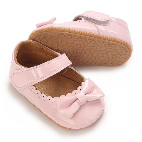 Spring And Autumn 0-1 Year Old Girl Baby Princess Shoes Pink Bow Soft Rubber Bottom Anti Slip And Wear Resistant Flat Bottom Single Shoes