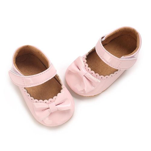 Spring And Autumn 0-1 Year Old Girl Baby Princess Shoes Pink Bow Soft Rubber Bottom Anti Slip And Wear Resistant Flat Bottom Single Shoes