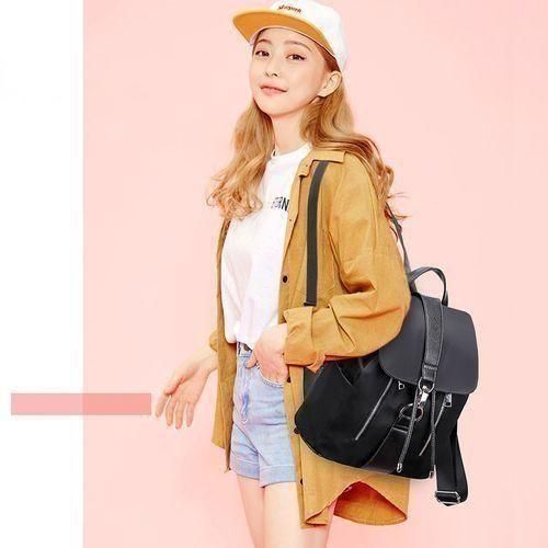STY Ladies Backpack Bags Women Rucksack Oxford Cloth Canvas Bag Waterproof - Black
