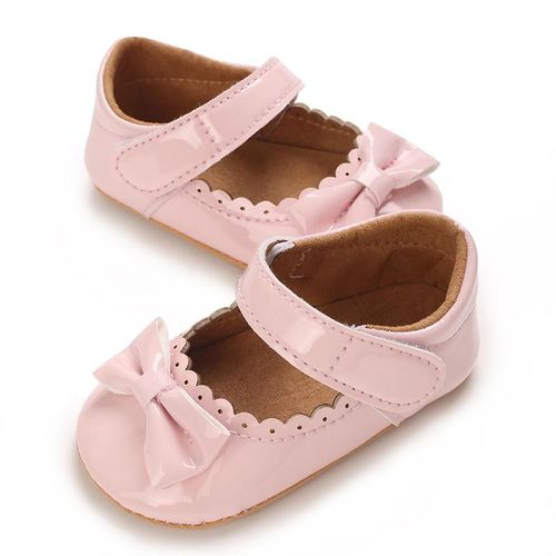 Spring And Autumn 0-1 Year Old Girl Baby Princess Shoes Pink Bow Soft Rubber Bottom Anti Slip And Wear Resistant Flat Bottom Single Shoes