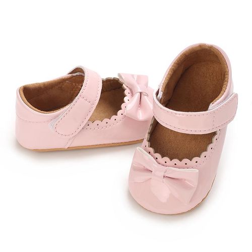 Spring And Autumn 0-1 Year Old Girl Baby Princess Shoes Pink Bow Soft Rubber Bottom Anti Slip And Wear Resistant Flat Bottom Single Shoes