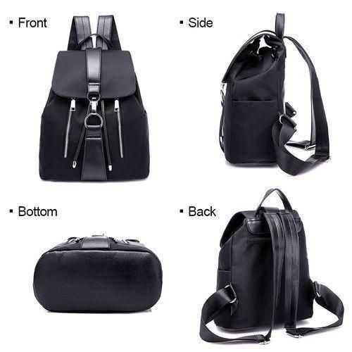 STY Ladies Backpack Bags Women Rucksack Oxford Cloth Canvas Bag Waterproof - Black