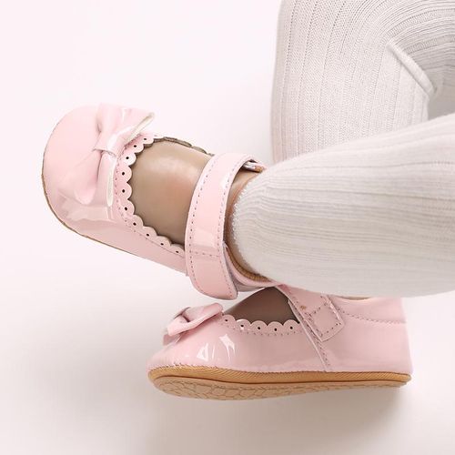 Spring And Autumn 0-1 Year Old Girl Baby Princess Shoes Pink Bow Soft Rubber Bottom Anti Slip And Wear Resistant Flat Bottom Single Shoes