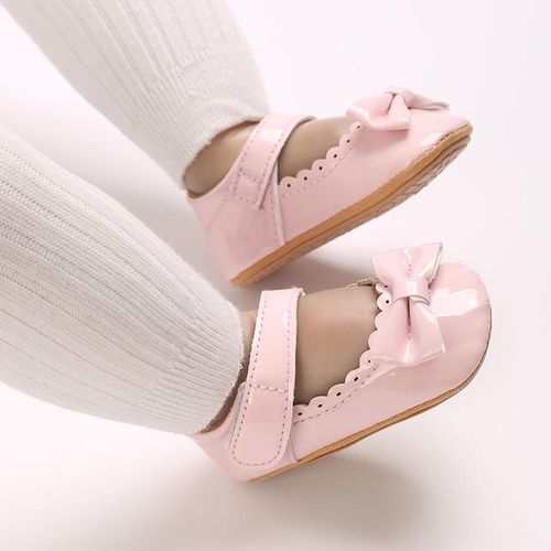 Spring And Autumn 0-1 Year Old Girl Baby Princess Shoes Pink Bow Soft Rubber Bottom Anti Slip And Wear Resistant Flat Bottom Single Shoes