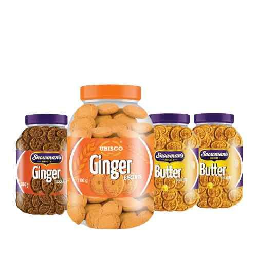 Ubisco Super Saver Jars Bundle: Ubisco Ginger  700g Jar + Butter 350g Jar + ginger 350g Jar + Choco bite 350g jar
