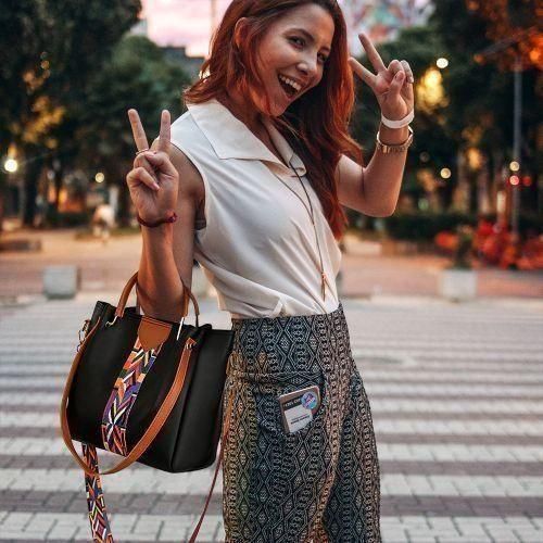 STY 4 In 1 Bag Set Ladies Handbags Women Shoulder Bags Wallet PU Leather Waterproof-Black