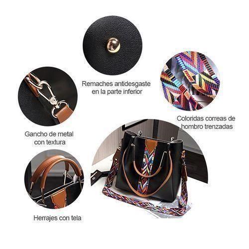STY 4 In 1 Bag Set Ladies Handbags Women Shoulder Bags Wallet PU Leather Waterproof-Black