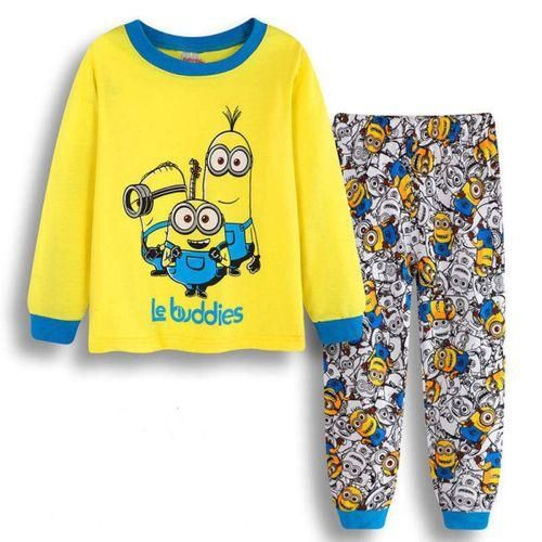 Minions Minion Kids Cartoon Pajamas Cotton 2 Pcs Top T Shirt Bottom Trouser