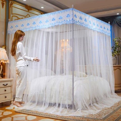 David Ultimate Protection & Cozy Mosquito Net With 4 Stainless Steel Stands & 3 Doors Design Bed Net S1  WHITE