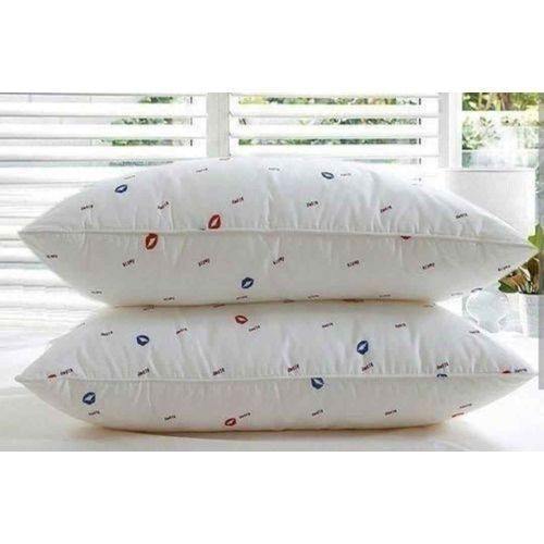 Grace Foam Pair Of High Quality  Fibre Pillows - White with s Soft Print(Print May Vary)
