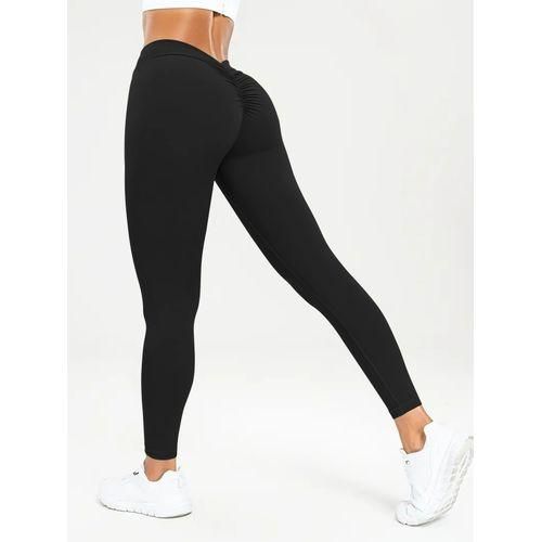 Women's High Waist Elastic Tight Yoga Pants Leggings - Black