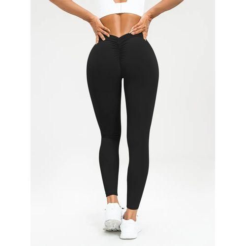 Women's High Waist Elastic Tight Yoga Pants Leggings - Black