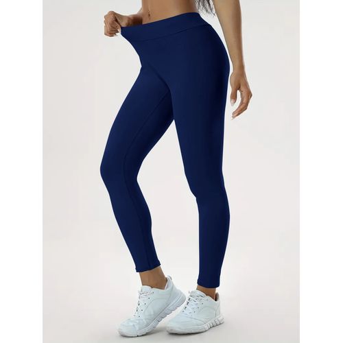 Women's High Waist Elastic Tight Yoga Pants Leggings - Navy Blue