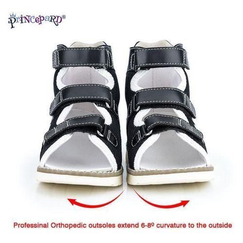 Orthopedic Shoes For Kids Summer Autumn AntiSlip Genuine Leather Corrective Sandals With Ankle Support For Toddler Girls Boys Blue