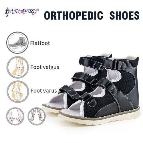 Orthopedic Shoes For Kids Summer Autumn AntiSlip Genuine Leather Corrective Sandals With Ankle Support For Toddler Girls Boys Blue