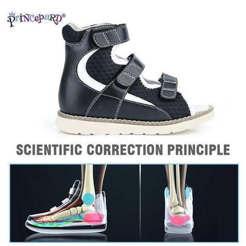 Orthopedic Shoes For Kids Summer Autumn AntiSlip Genuine Leather Corrective Sandals With Ankle Support For Toddler Girls Boys Blue
