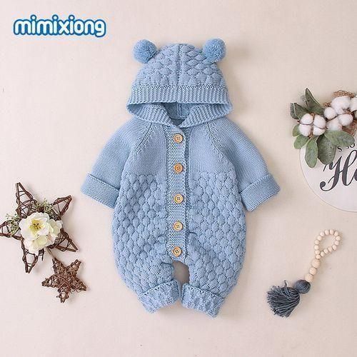 Baby Boy Girl Clothes New Born Winter Hooded Blue_6M
