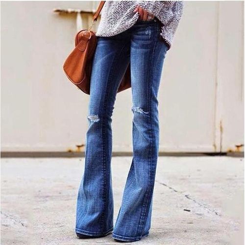 Factory Direct Purchase Wish AliExpress Cross-border Ladies Jeans Slim Fit And Thin Ladies Jeans Trousers 6157 Dark Blue Hole 3XL