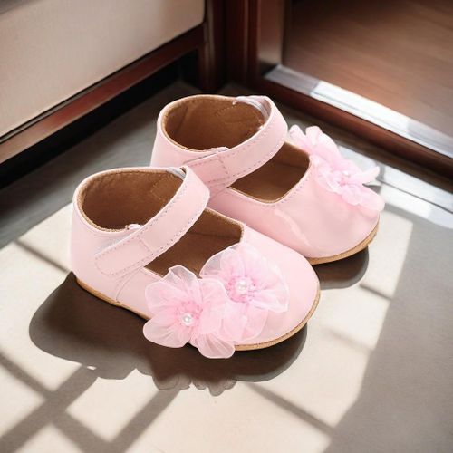 Spring And Autumn Style 0-1 Year Old Female Baby Princess Shoes Cute Flower Soft Rubber Sole Anti Slip Walking Shoes